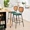29.5 Inch Modern Faux Leather Bar Stools with Imitation Rattan Woven Backrest
